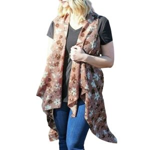 NWT Tan Flower Vest Cover Up